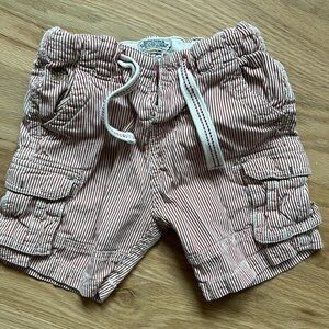 Zara baby red/white cargo shorts adjustable waist size 12-18 months